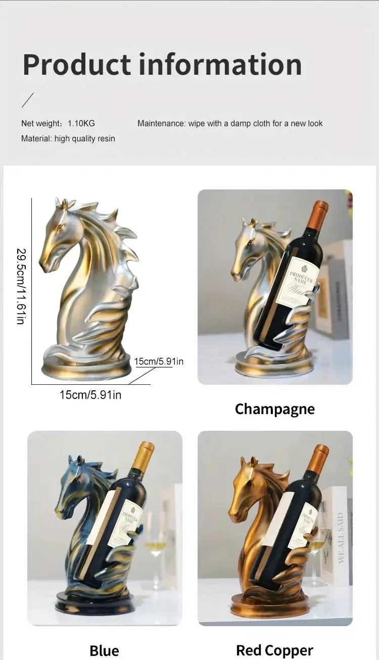Wine Rack - Modern Horse Head Wooden by House Of Avana