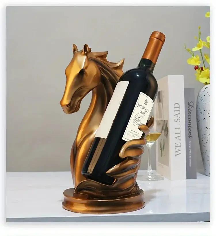 Wine Rack - Modern Horse Head Wooden by House Of Avana