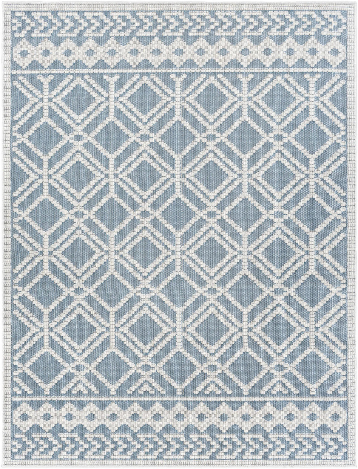 Wingina 8x10 Ice Blue Trellis Outdoor Rug - Clearance
