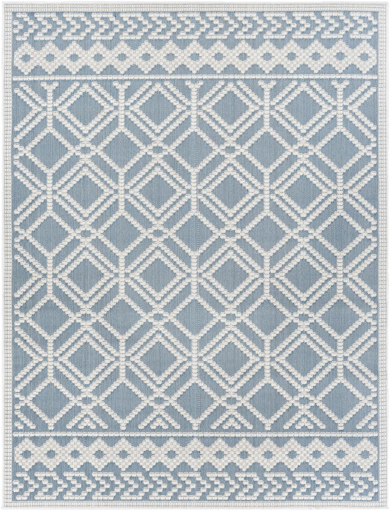 Wingina 8x10 Ice Blue Trellis Outdoor Rug - Clearance by Boutique Rugs