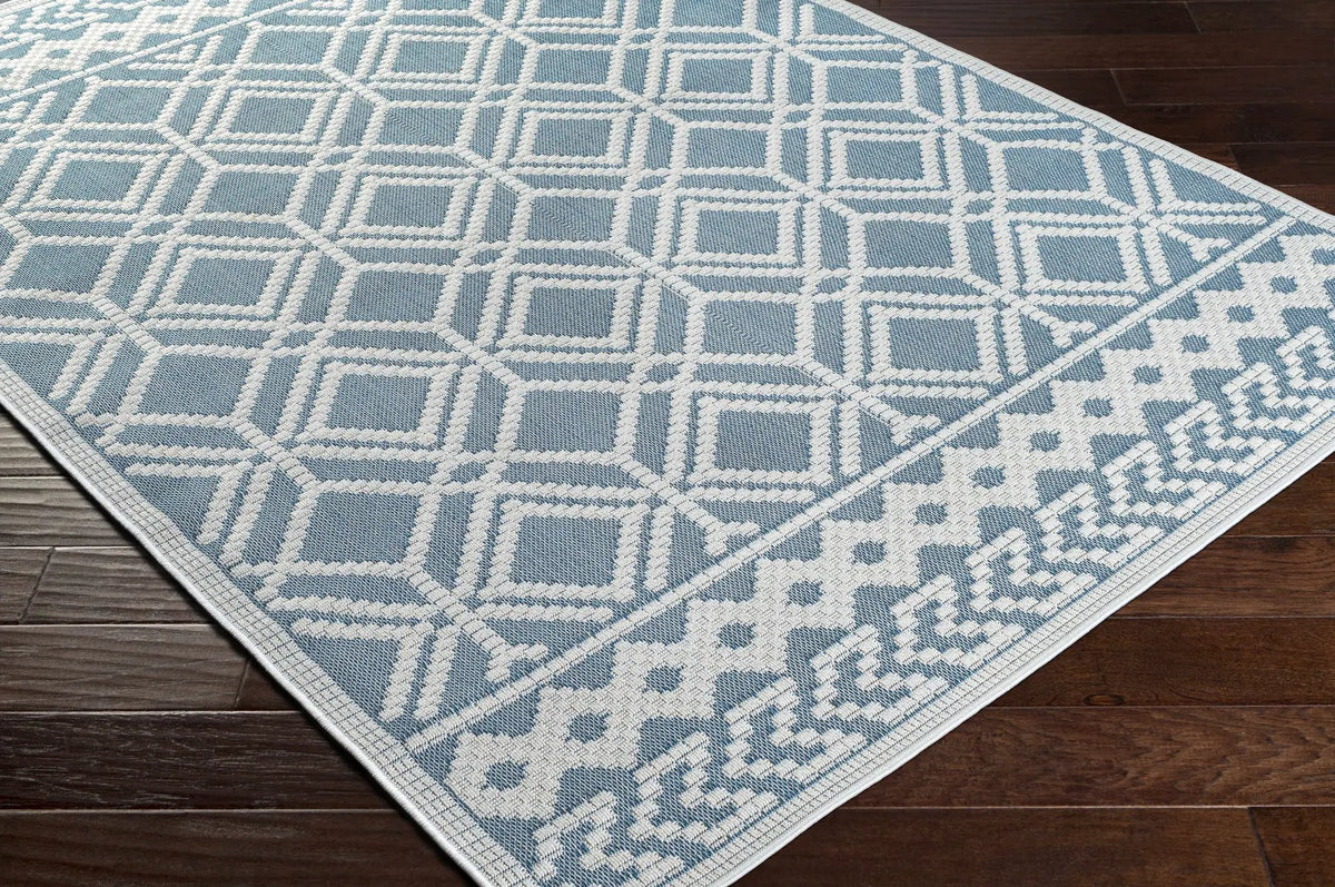 Wingina 8x10 Ice Blue Trellis Outdoor Rug - Clearance, photo 3 of 8