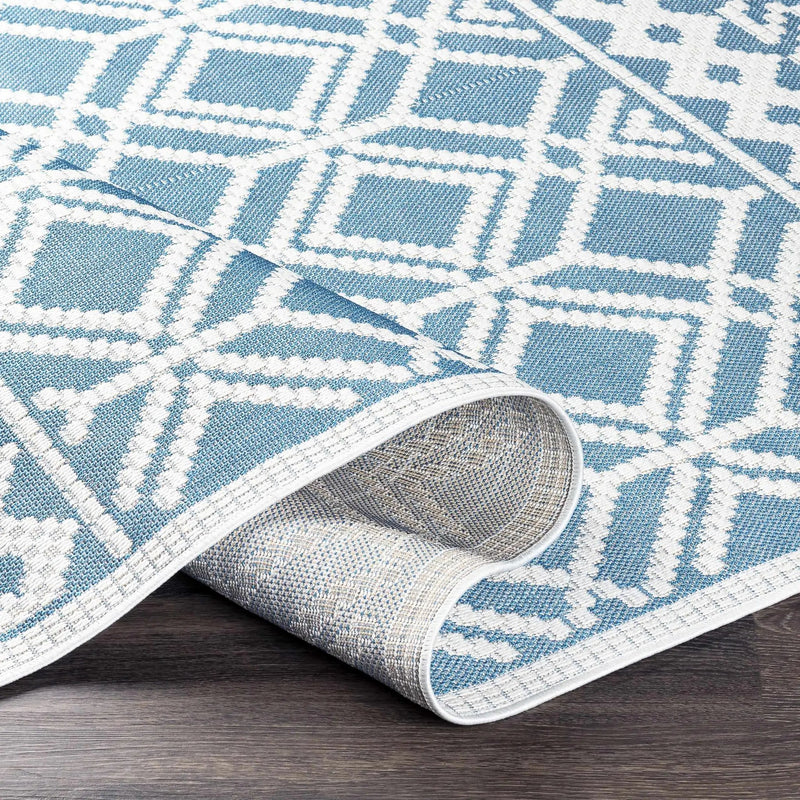 Wingina 8x10 Ice Blue Trellis Outdoor Rug - Clearance by Boutique Rugs