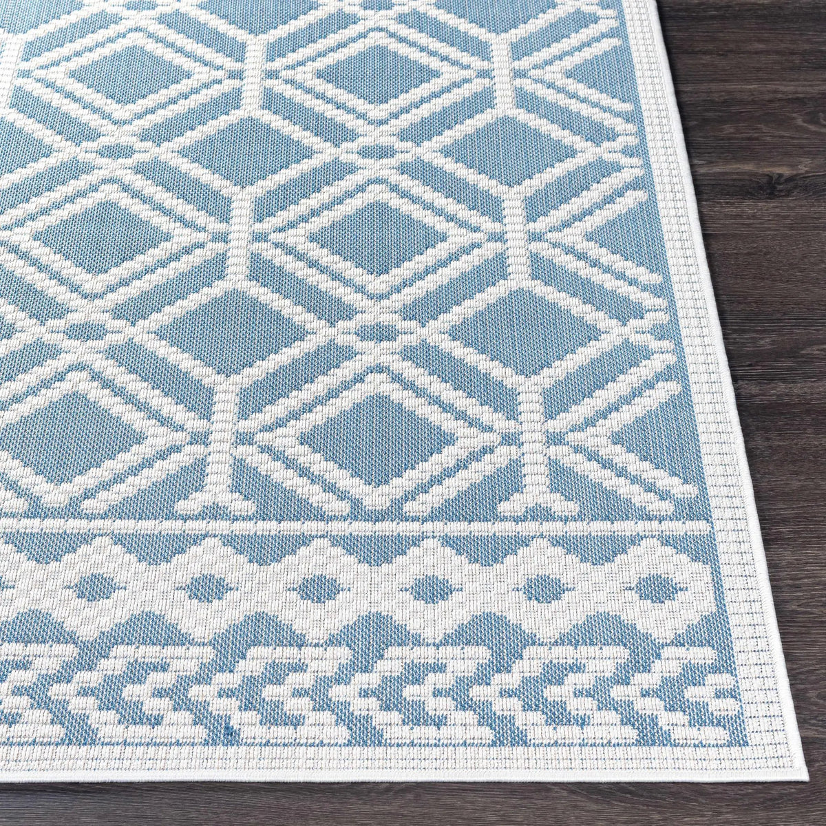 Wingina 8x10 Ice Blue Trellis Outdoor Rug - Clearance, photo 4 of 8