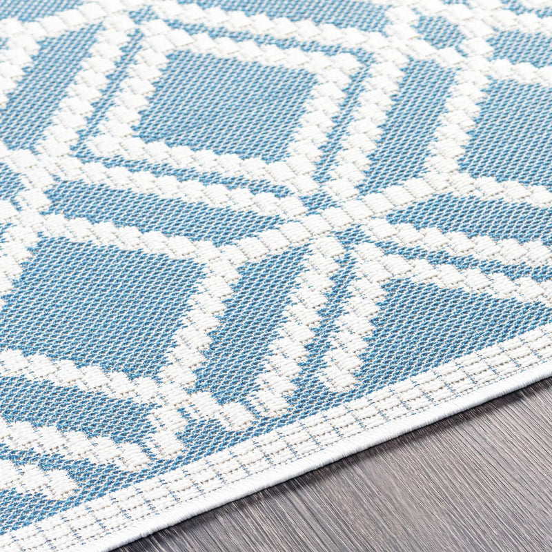 Wingina 8x10 Ice Blue Trellis Outdoor Rug - Clearance by Boutique Rugs