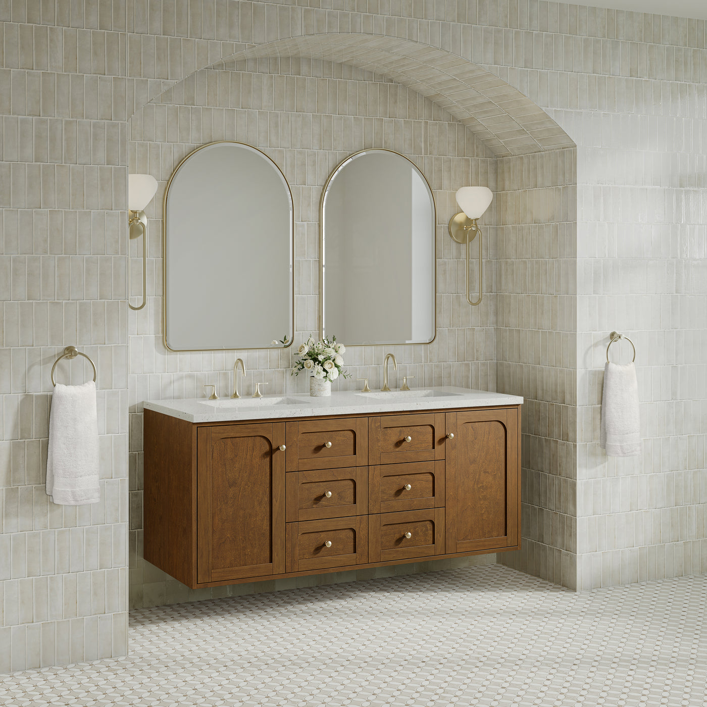 James Martin Laurent 60" Dual Mount Double Bathroom Vanity, Honey Oak, view 38