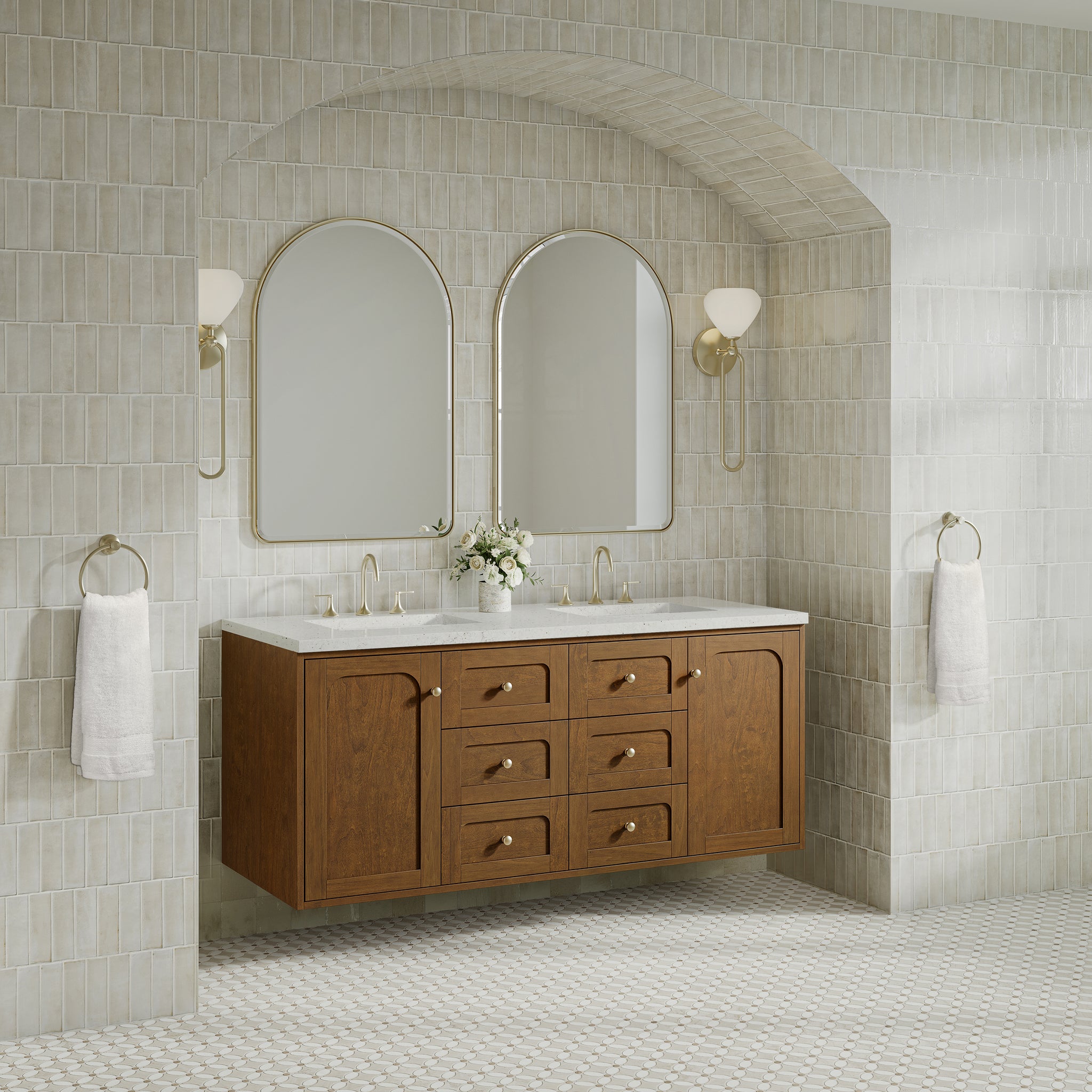 James Martin Laurent 60" Dual Mount Double Bathroom Vanity, Honey Oak, view 38