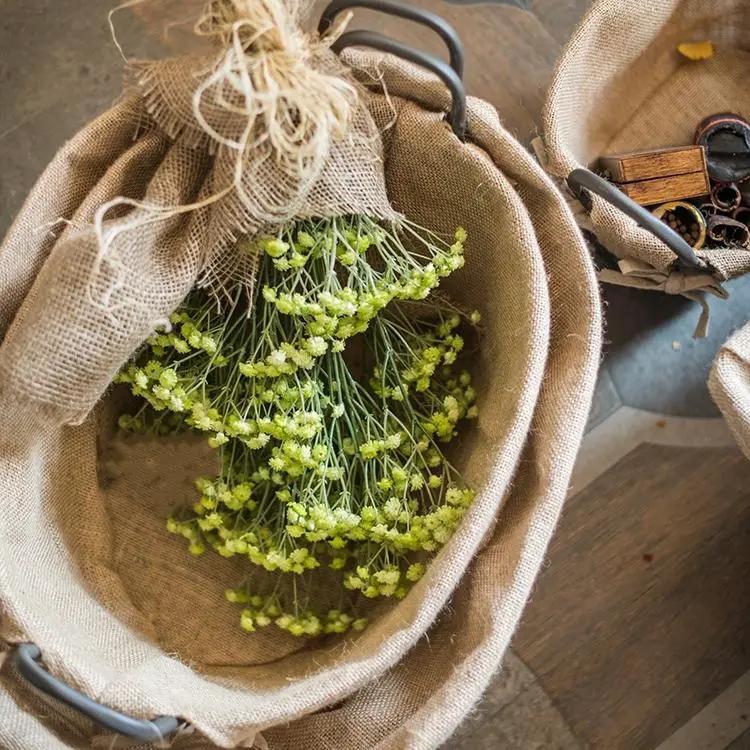 Wire Basket With Linen Liner Oval by RusticReach