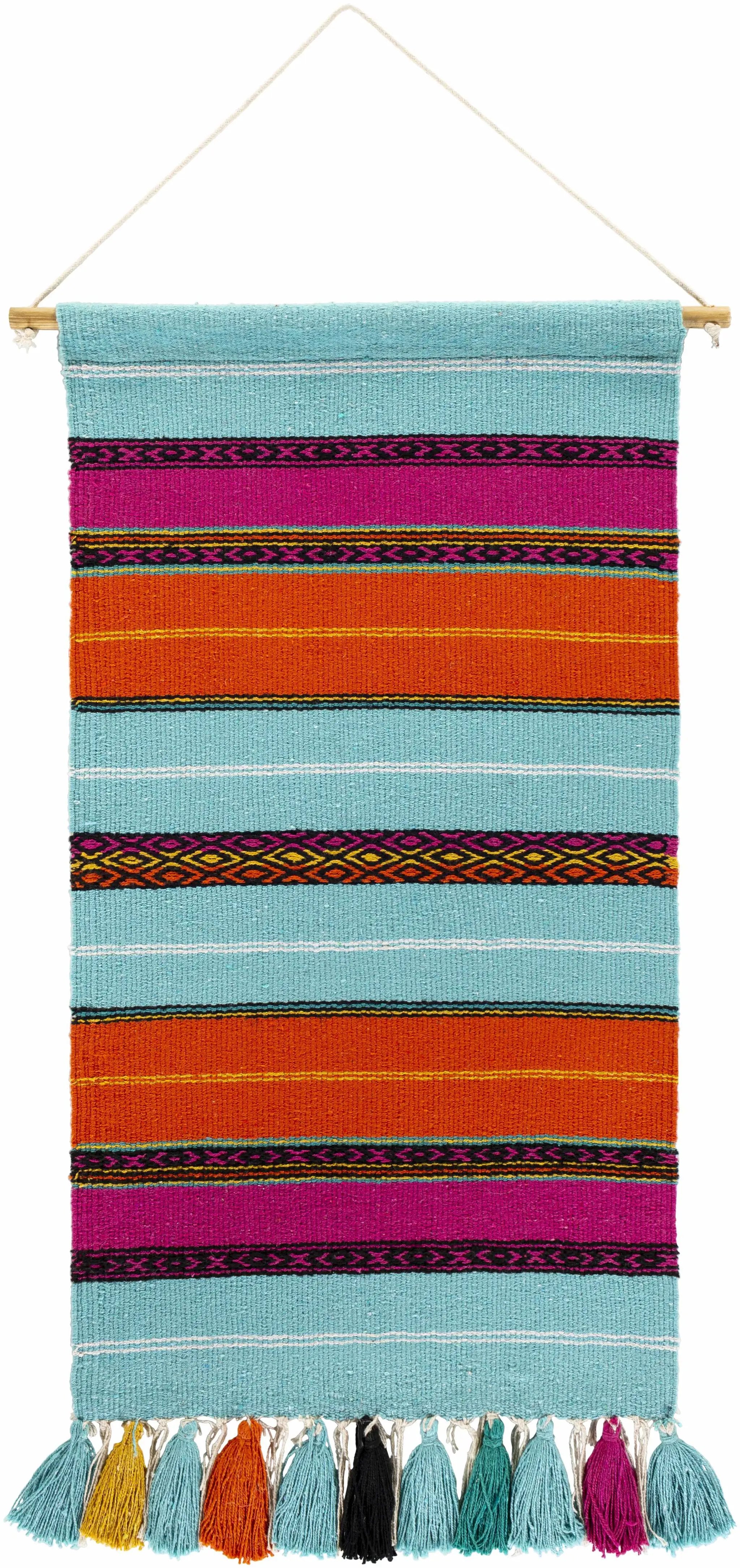 Wiri Multicolor Striped Tassel Wall Hanging - Clearance by Boutique Rugs