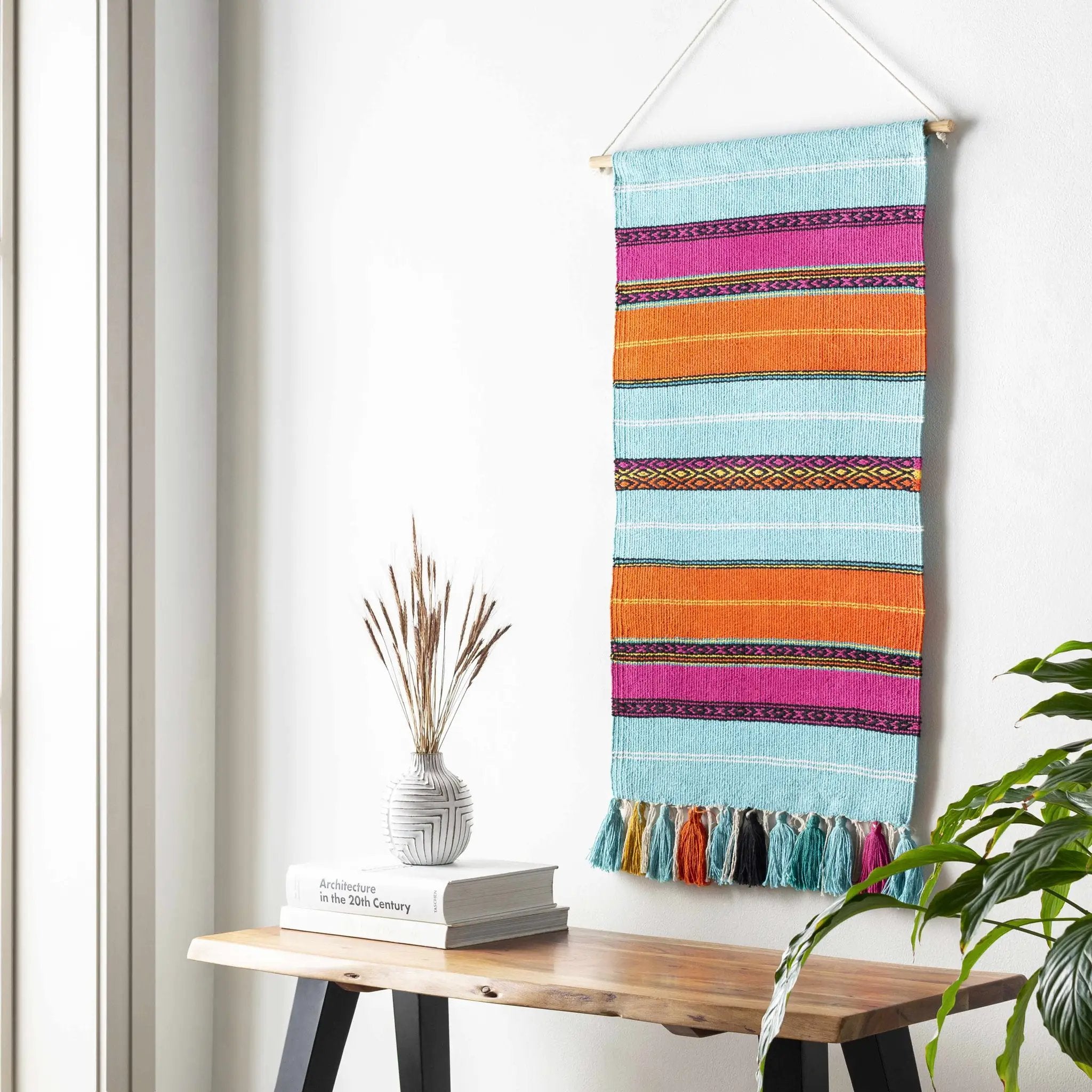 Wiri Multicolor Striped Tassel Wall Hanging - Clearance by Boutique Rugs