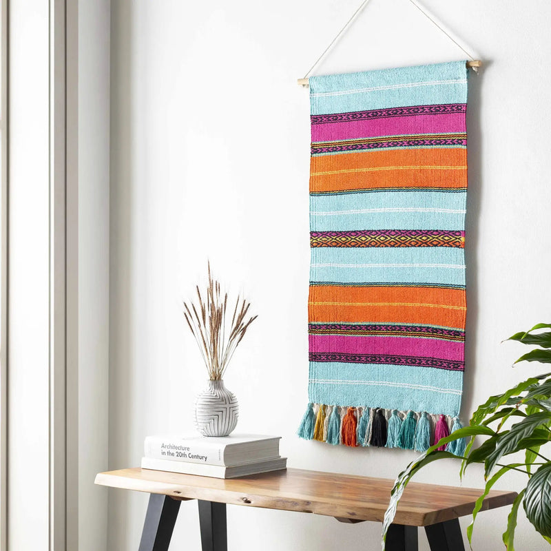Wiri Multicolor Striped Tassel Wall Hanging - Clearance by Boutique Rugs