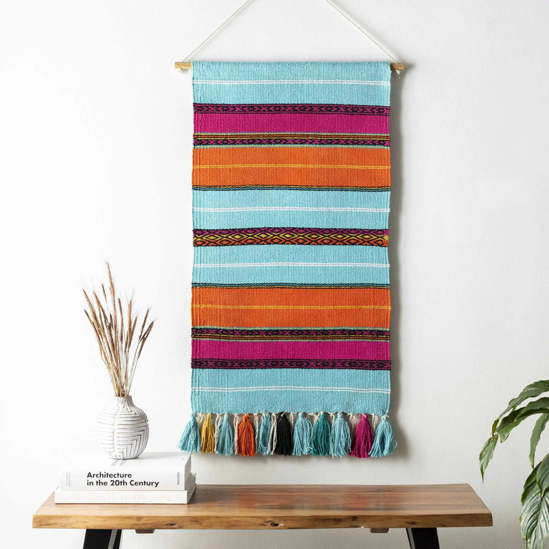 Wiri Multicolor Striped Tassel Wall Hanging - Clearance by Boutique Rugs