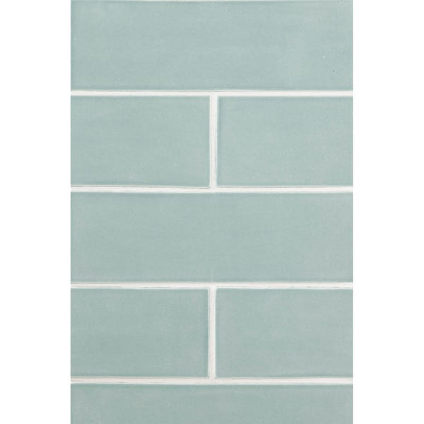 Sage Glossy Subway Ceramic Tiles 4x12