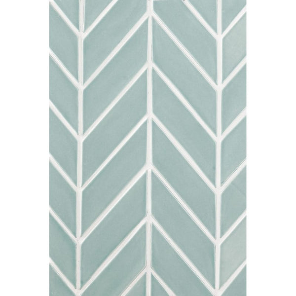 Sage Glossy Chevron Ceramic Tiles 2x6