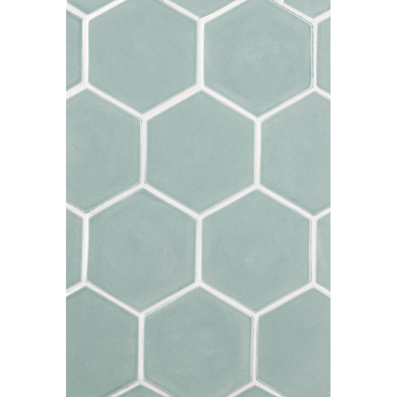 Sage Glossy Hexagon 5 Ceramic Tiles 5 Ceramic Glossy 6x6 Tiles
