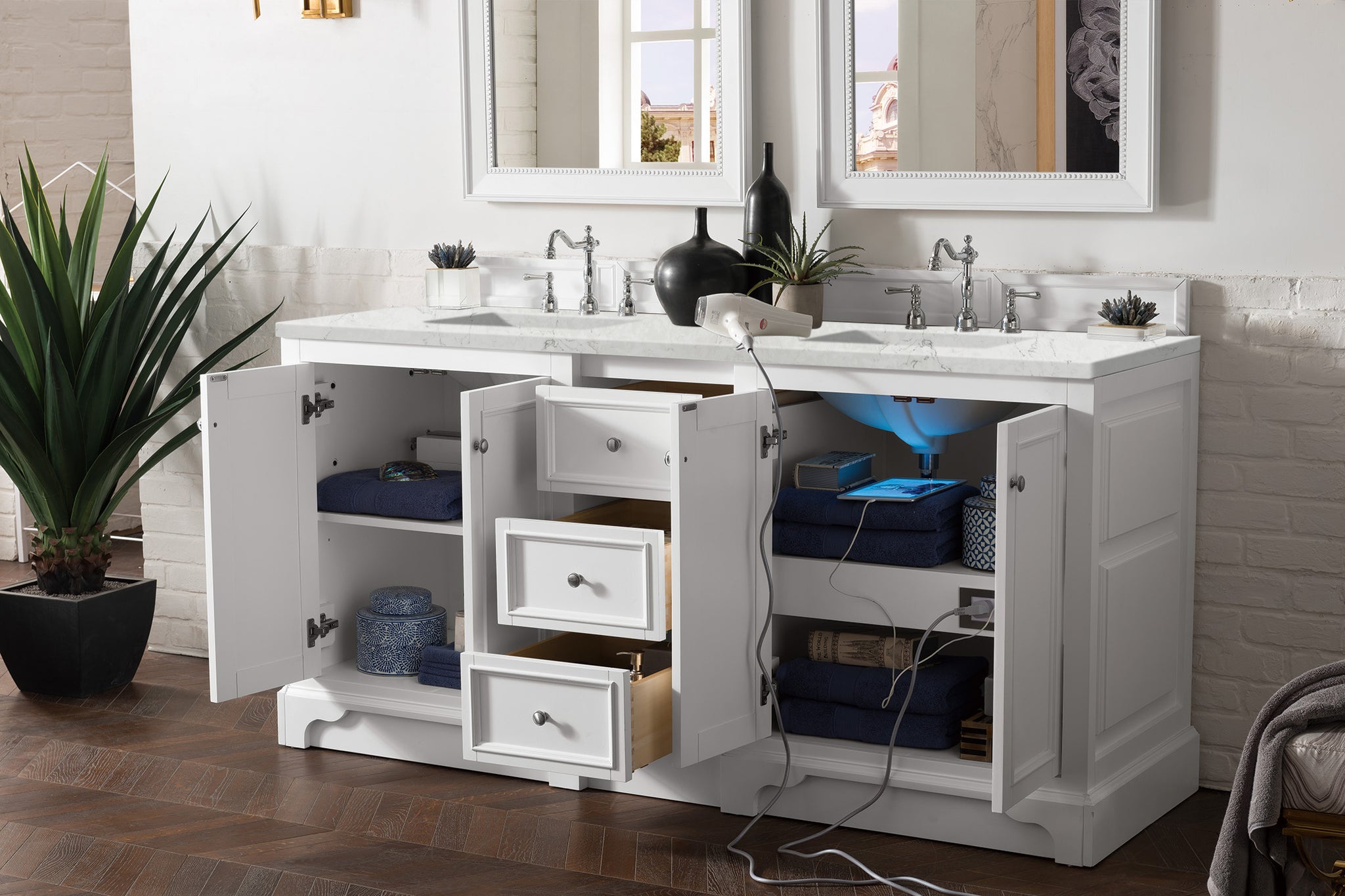 James Martin De Soto 72" Double Bathroom Vanity, Bright White, view 29