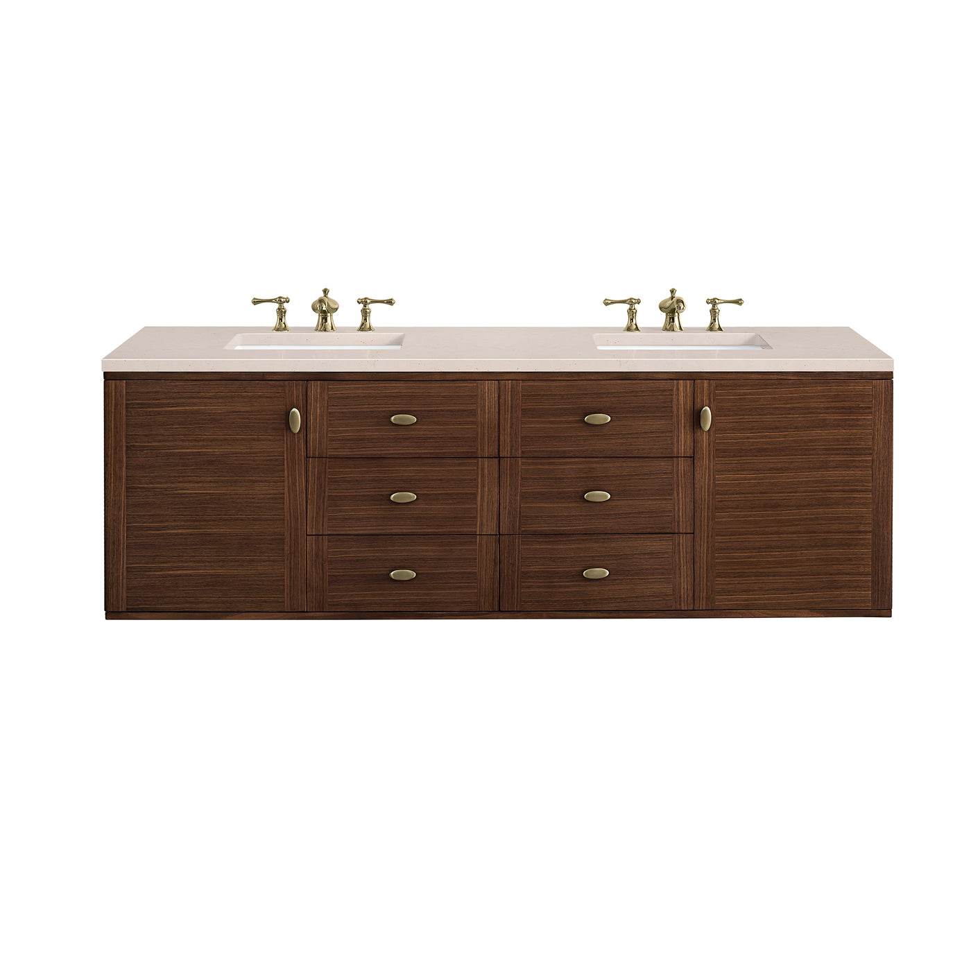 James Martin Amberly 72" Dual Mount Double Bathroom Vanity, Mid-Century Walnut, view 32