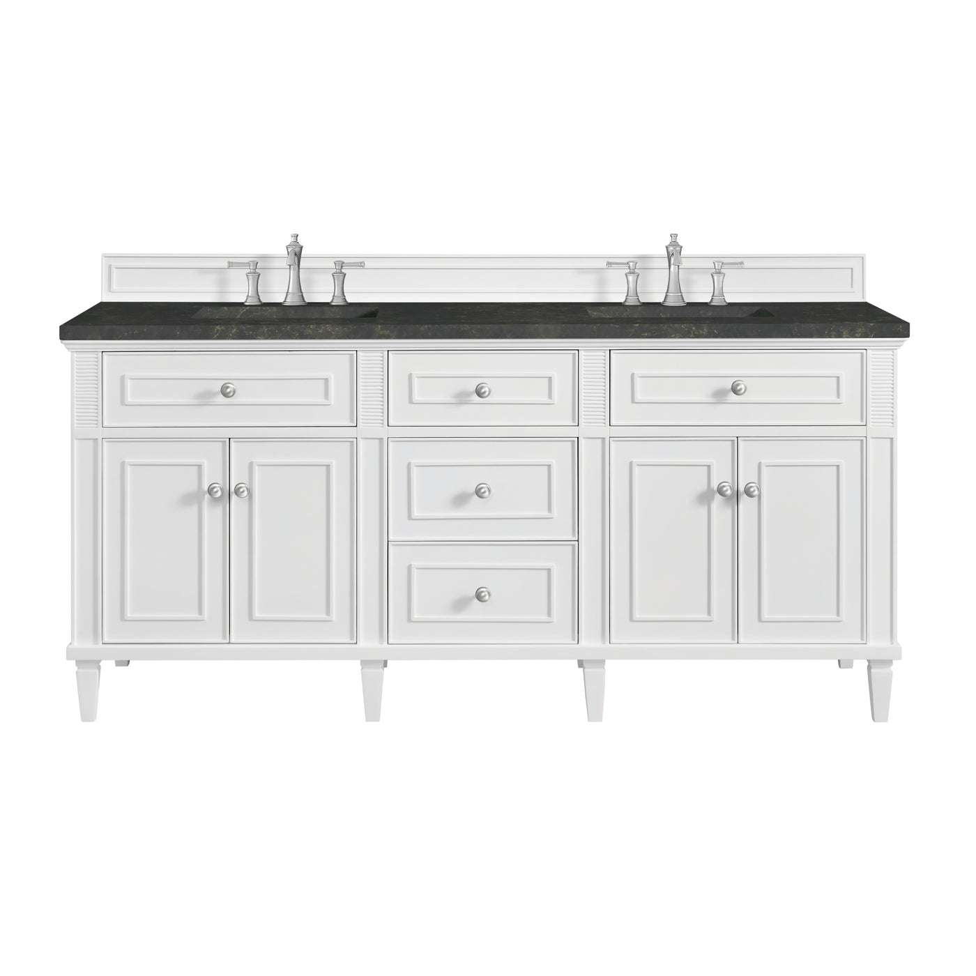 James Martin Lorelai 72" Double Bathroom Vanity, Bright White with Phantome countertop