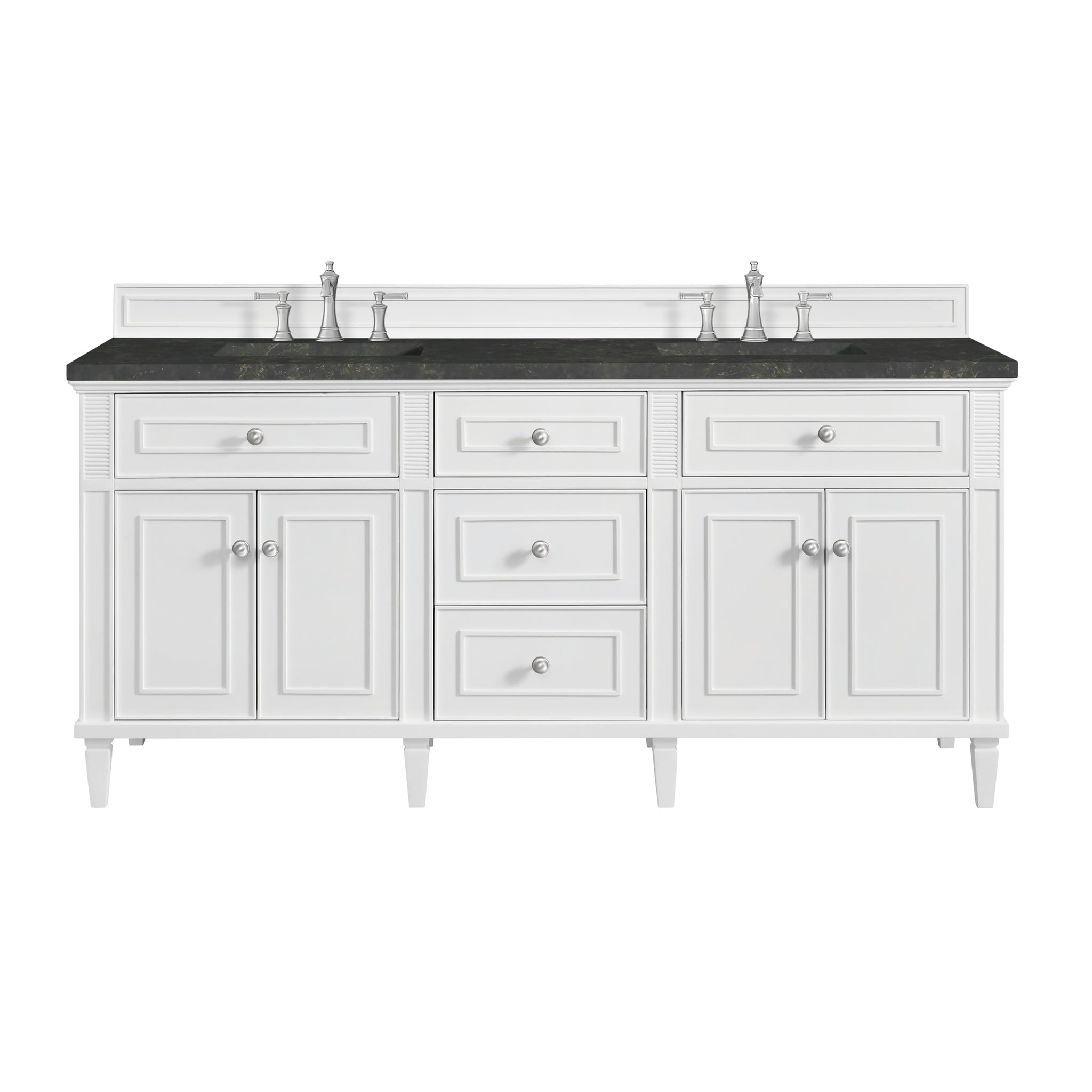 James Martin Lorelai 72" Double Bathroom Vanity, Bright White with Phantome countertop