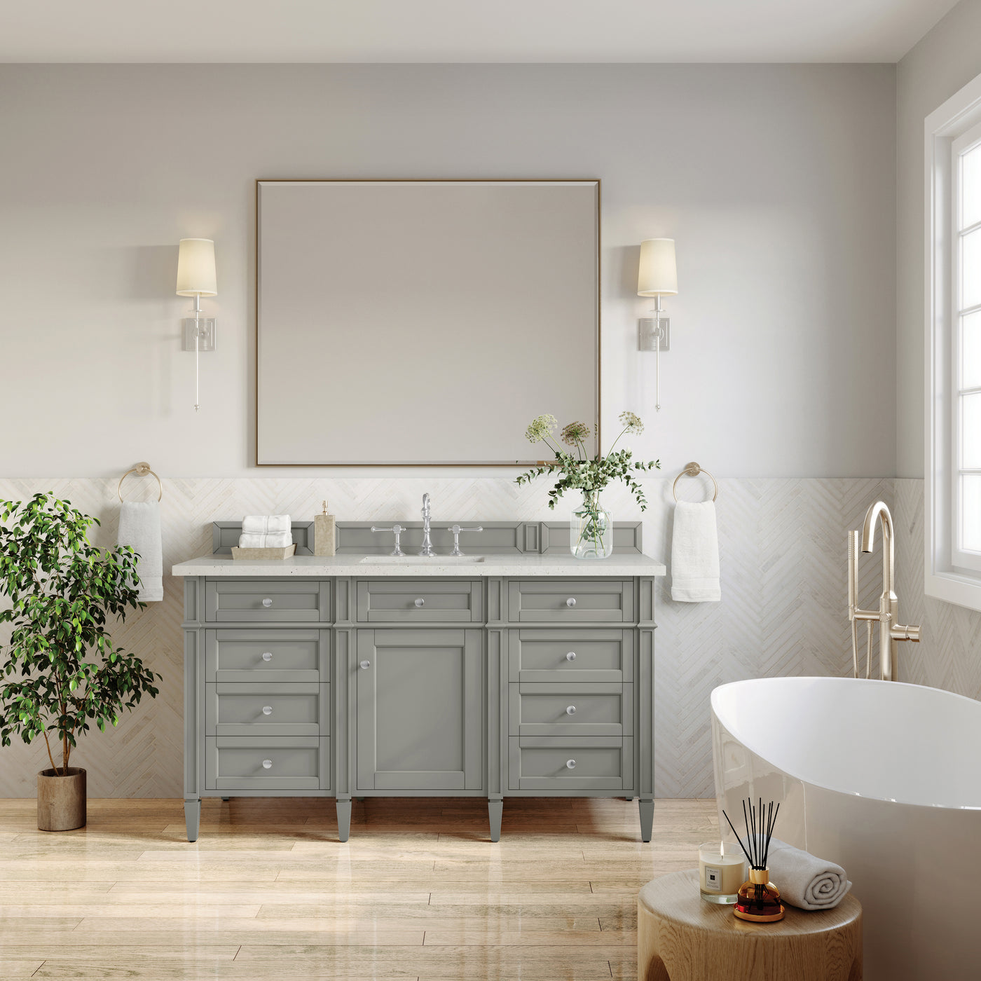 James Martin Brittany 60" Single Bathroom Vanity, Urban Gray, view 17