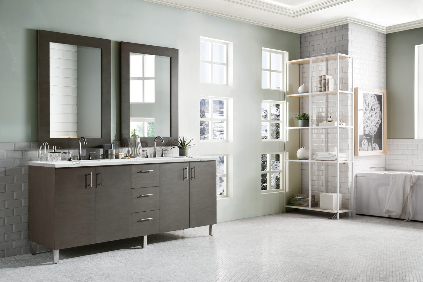 James Martin Metropolitan 72" Dual Mount Double Bathroom Vanity, Silver Oak, view 19