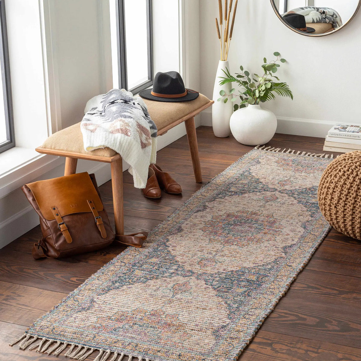Wallburg Hand Woven Colorful Tassel Rug - Clearance, installed in a room 3
