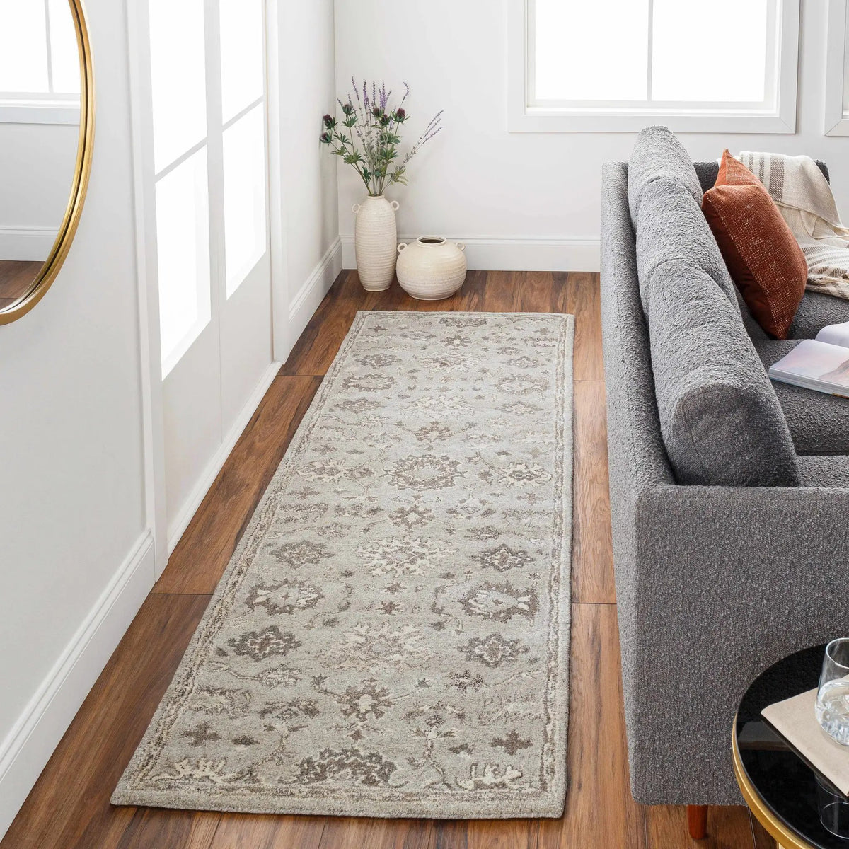 Willimantic Beige Thick Wool Rug, installed in a room 2
