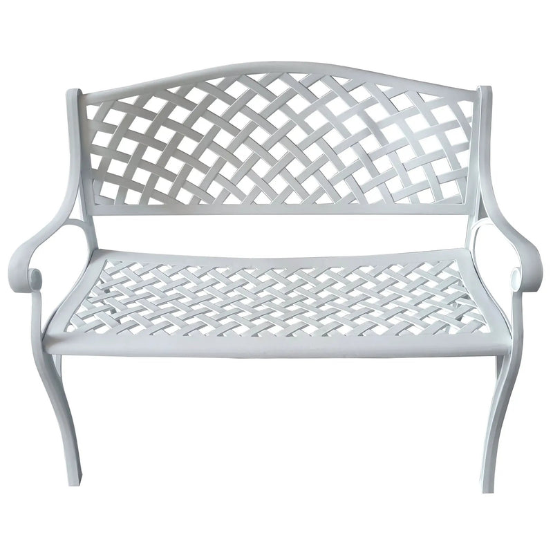 Outdoor Aluminum Modern 40-in White Patio Bench Loveseat by Sharicks