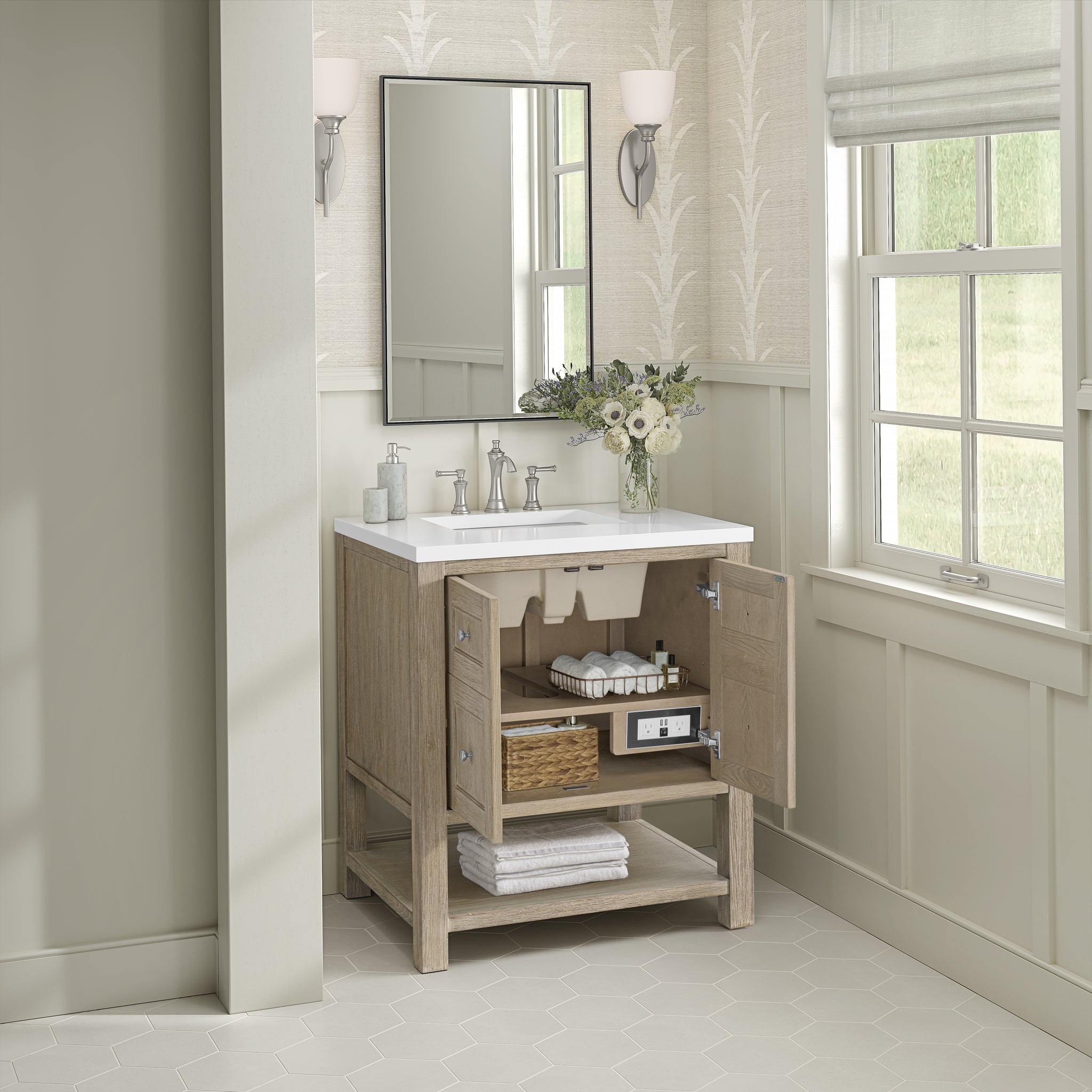 James Martin Breckenridge 30" Single Bathroom Vanity, Whitewashed Oak, view 28