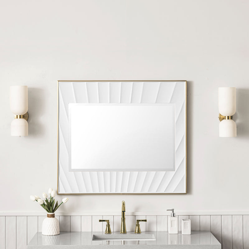 James Martin Soleil 36" Mirror, Matte White with Gold, view 2