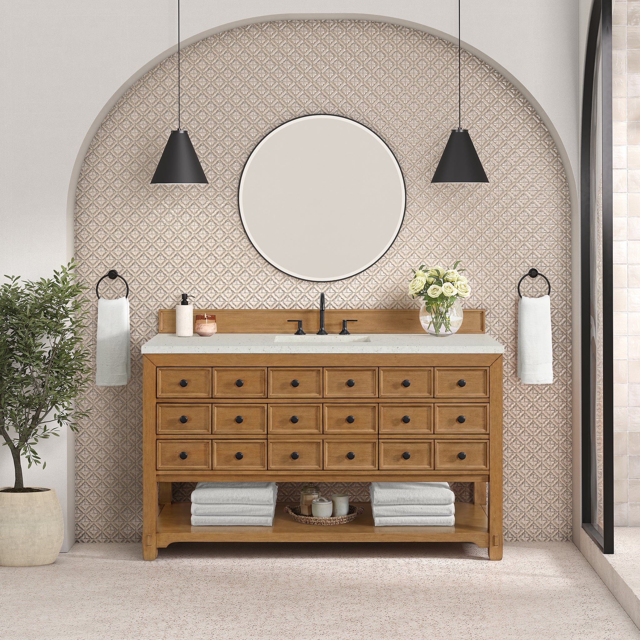 James Martin Malibu 60" Single Bathroom Vanity, Amber Birch, view 27