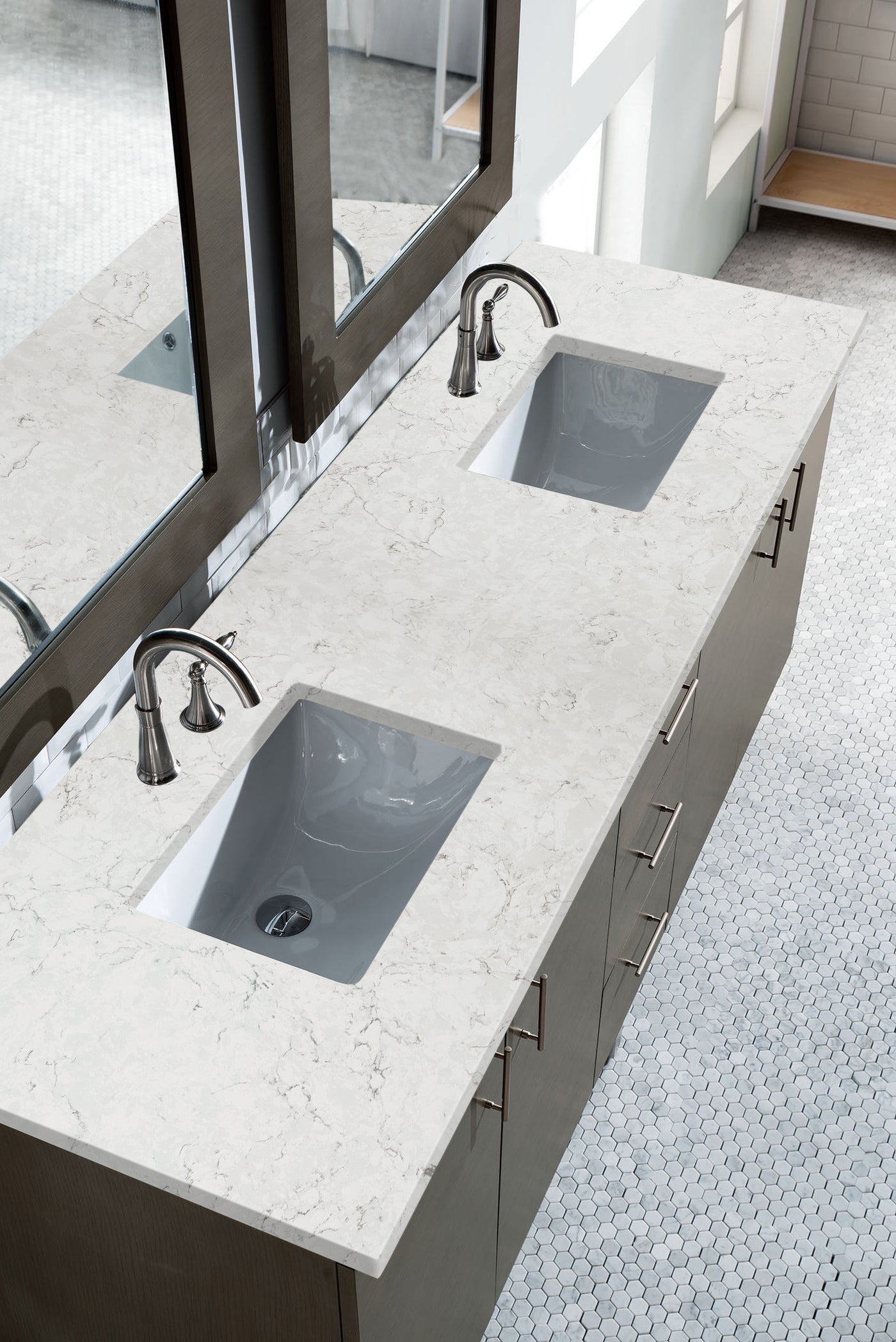 James Martin Metropolitan 72" Dual Mount Double Bathroom Vanity, Silver Oak, view 16