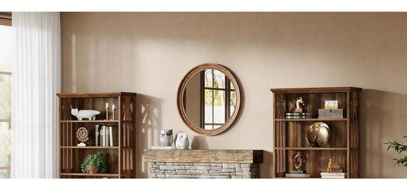 Wood Bookcase 6-Tier 75-Inch Brown Freestanding Shelves by House Of Avana