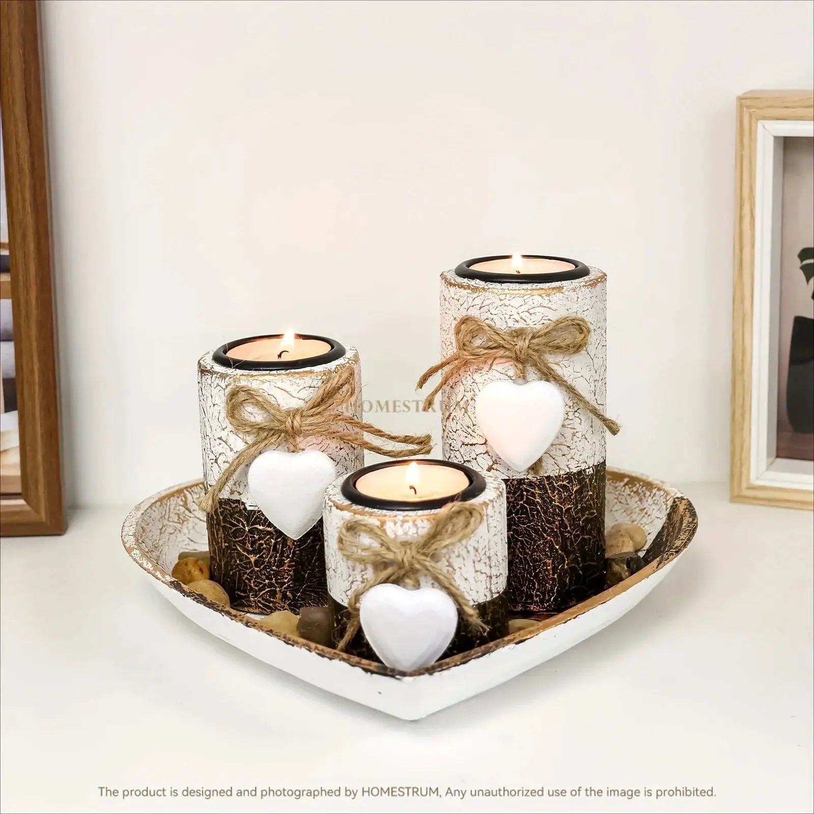 Wood Candlestick - White Rustic Farmhouse Tea Light Holders by House Of Avana