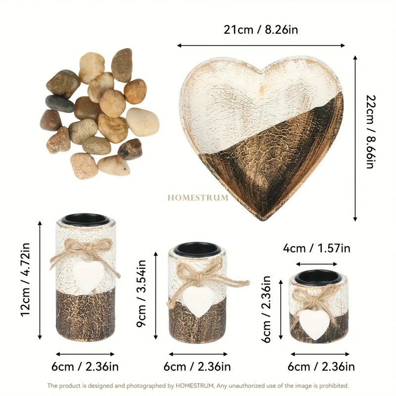 Wood Candlestick - White Rustic Farmhouse Tea Light Holders by House Of Avana