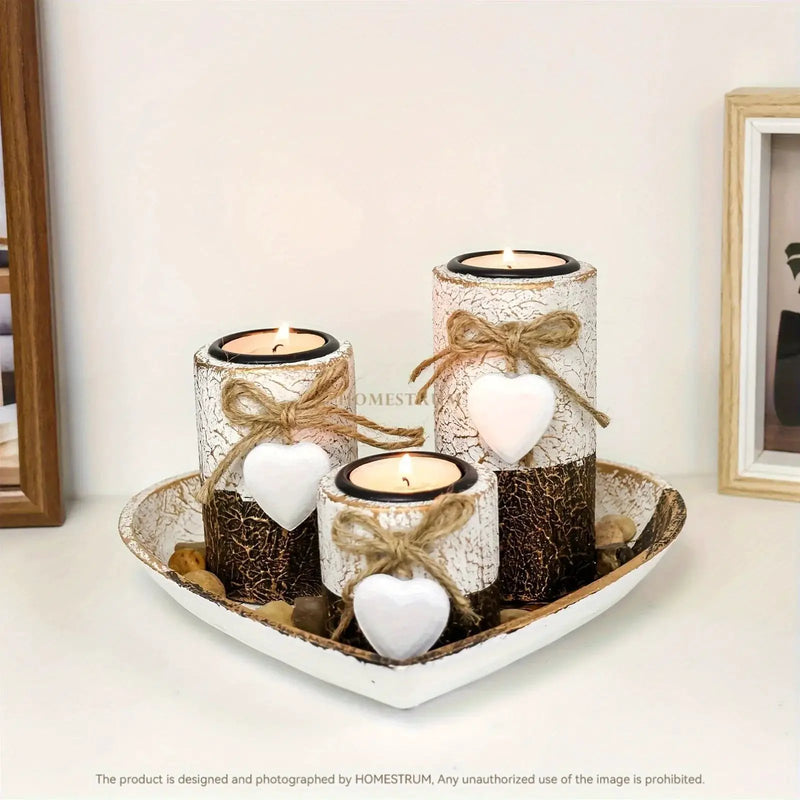 Wood Candlestick - White Rustic Farmhouse Tea Light Holders by House Of Avana