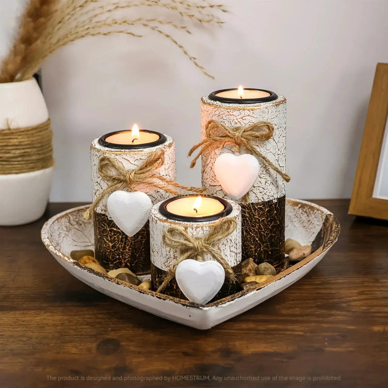 Wood Candlestick - White Rustic Farmhouse Tea Light Holders by House Of Avana