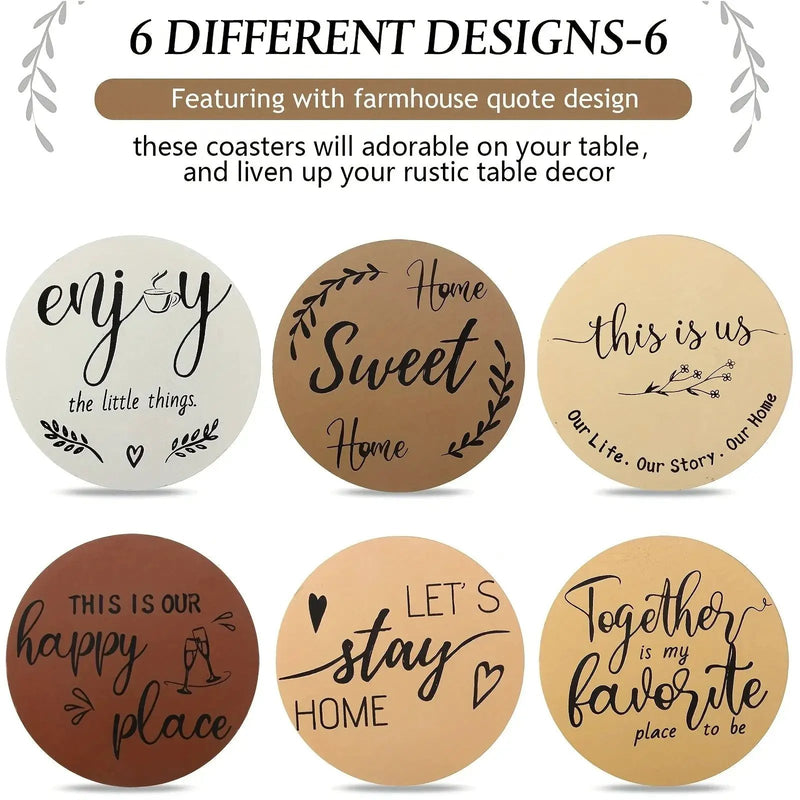 Wood Coasters - Brown Wooden Holder Set by House Of Avana