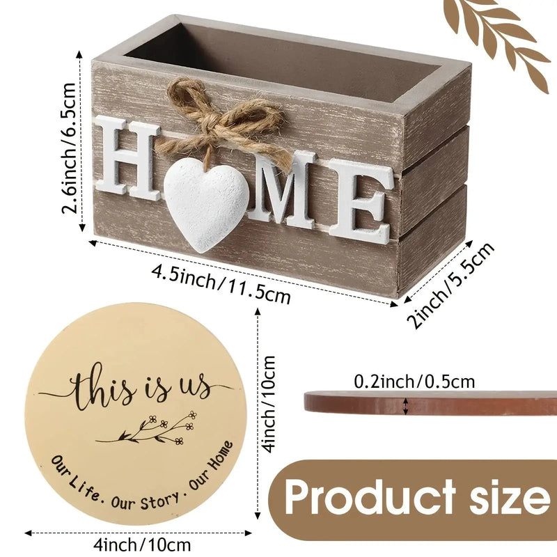 Wood Coasters - Brown Wooden Holder Set by House Of Avana