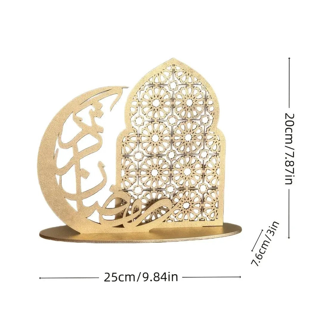 Wood Decorative Sign - Traditional Wooden Tabletop Eid Decoration by House Of Avana