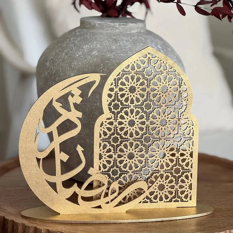 Wood Decorative Sign - Traditional Wooden Tabletop Eid Decoration by House Of Avana