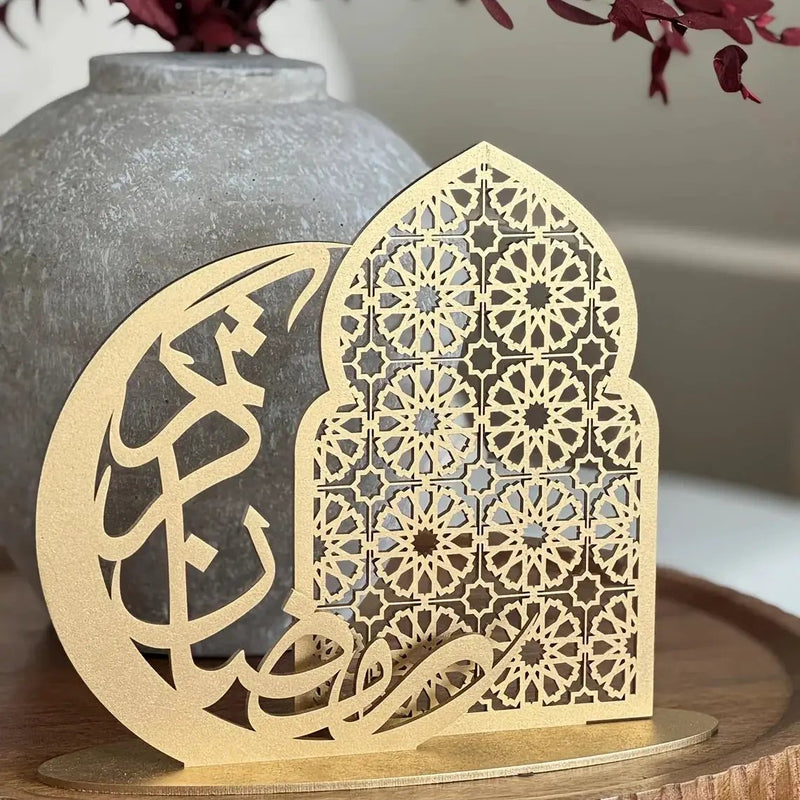 Wood Decorative Sign - Traditional Wooden Tabletop Eid Decoration by House Of Avana