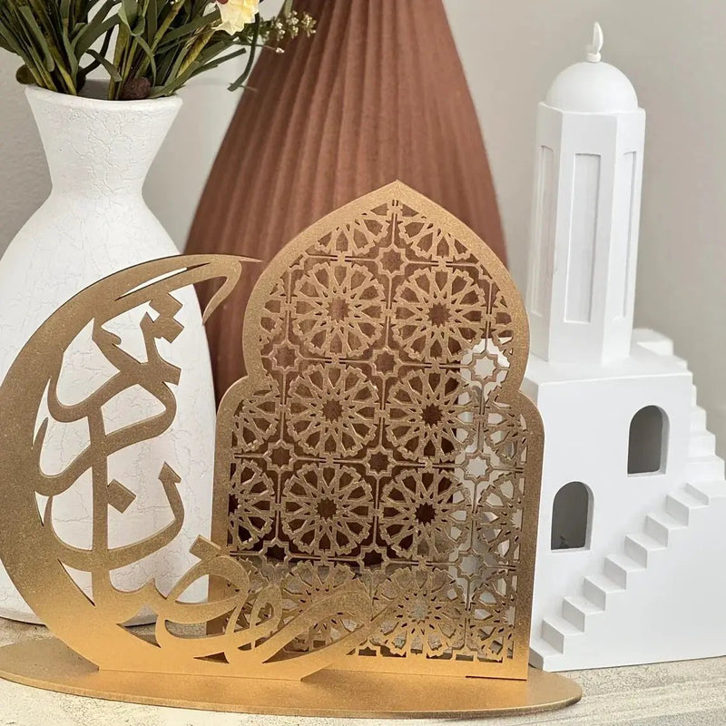 Wood Decorative Sign - Traditional Wooden Tabletop Eid Decoration by House Of Avana