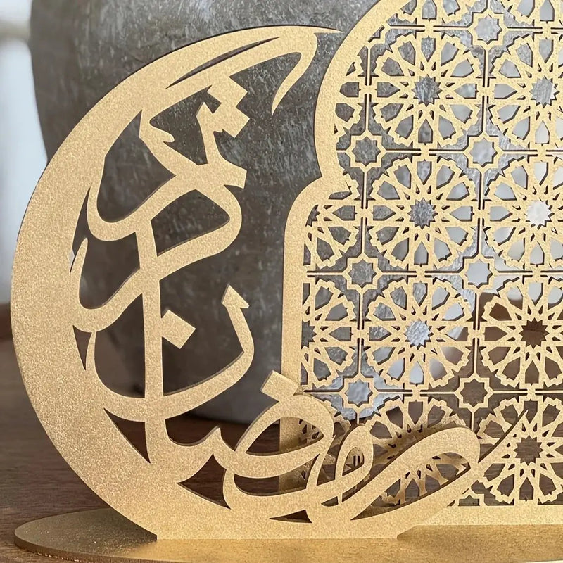 Wood Decorative Sign - Traditional Wooden Tabletop Eid Decoration by House Of Avana