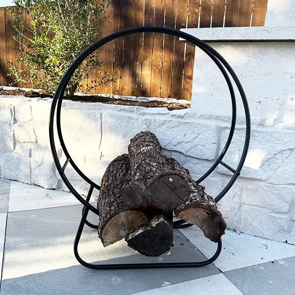 Black Iron Loop Fireplace Log Holder by Decor Steals