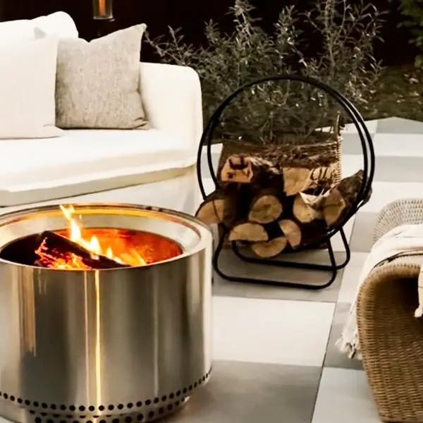 Black Iron Loop Fireplace Log Holder by Decor Steals