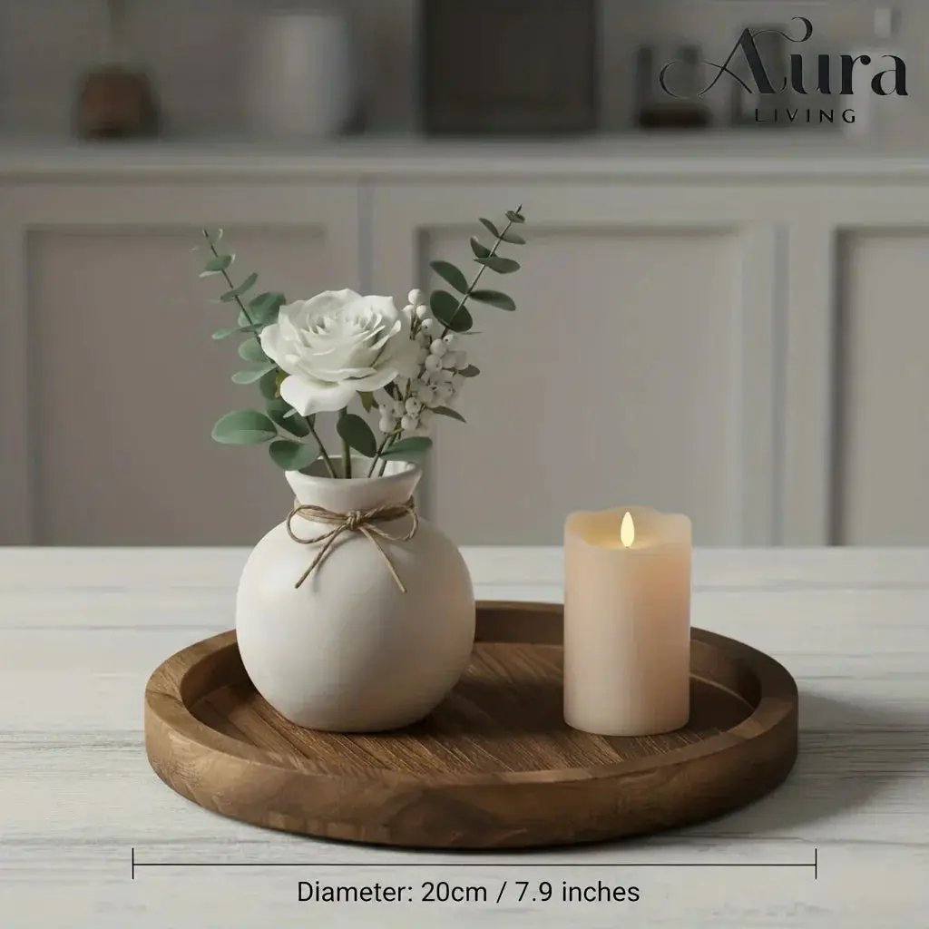 Wood Tray - Rustic Wooden Round by House Of Avana