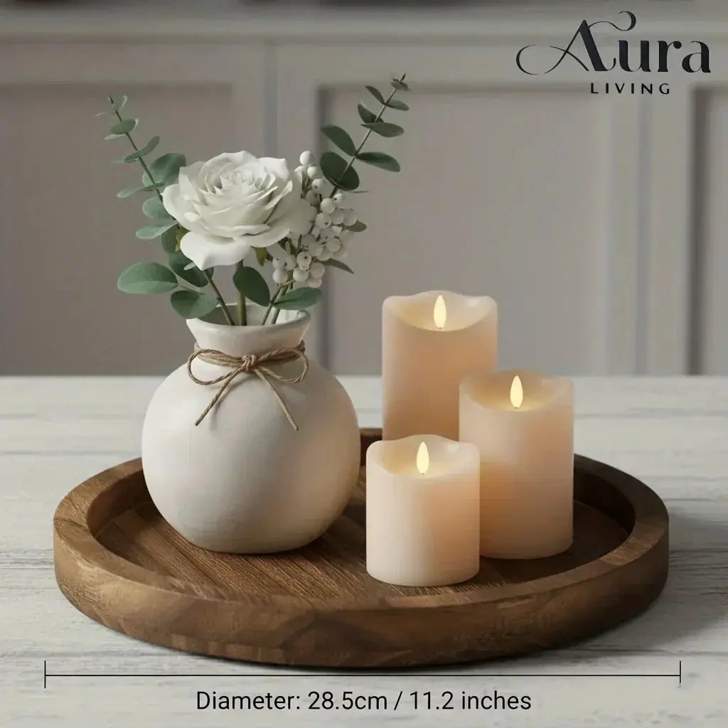 Wood Tray - Rustic Wooden Round by House Of Avana