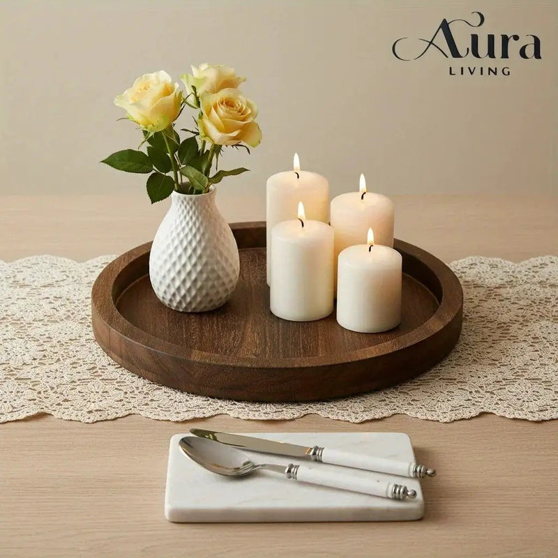 Wood Tray - Rustic Wooden Round by House Of Avana