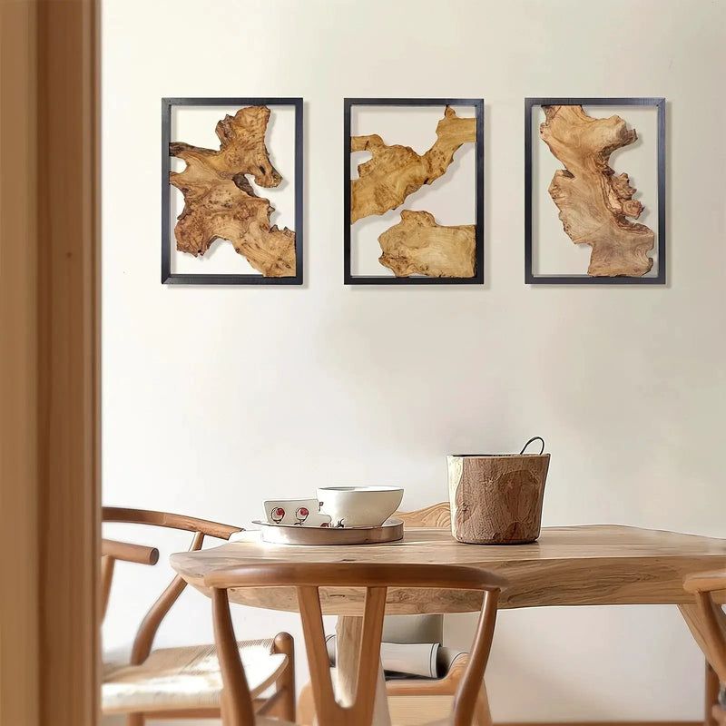 Wood Wall Decor, Handmade Natural Wood Panels with Unique Hanging Style by House Of Avana