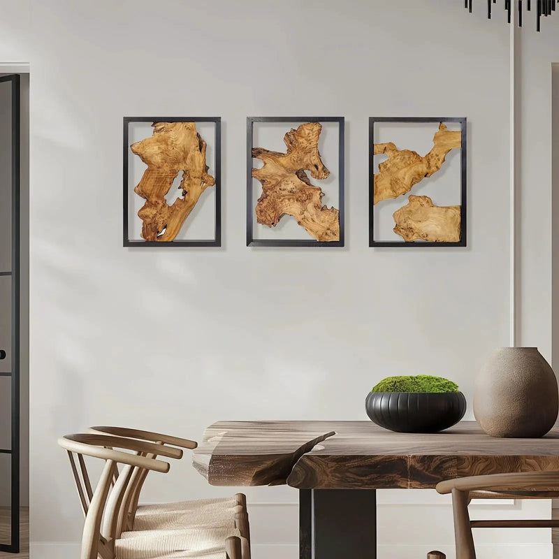 Wood Wall Decor, Handmade Natural Wood Panels with Unique Hanging Style by House Of Avana